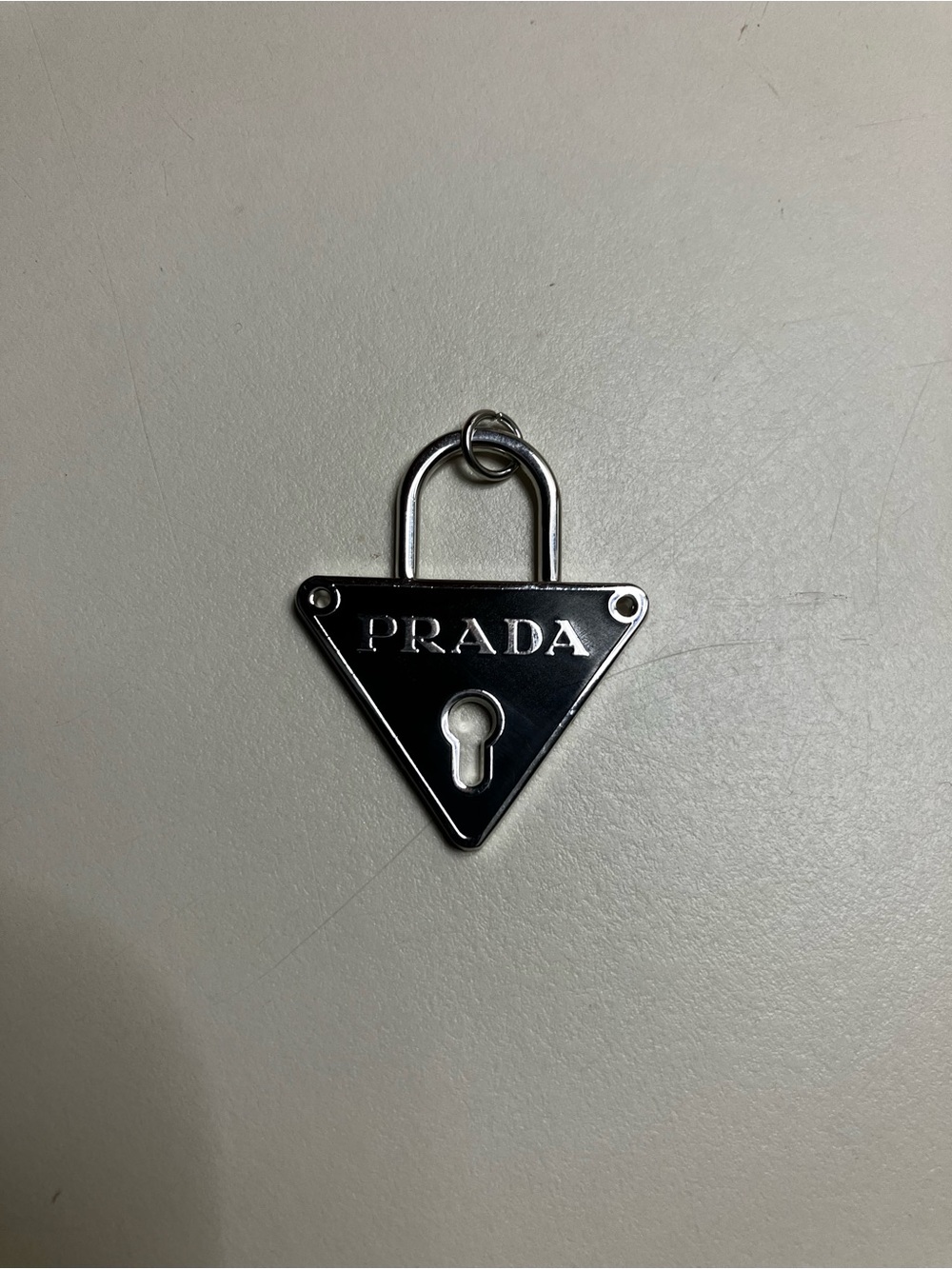 Prada stamped Black Triangle Lock Charm/ Pendant - Prada Milano - Picture 2 of 4